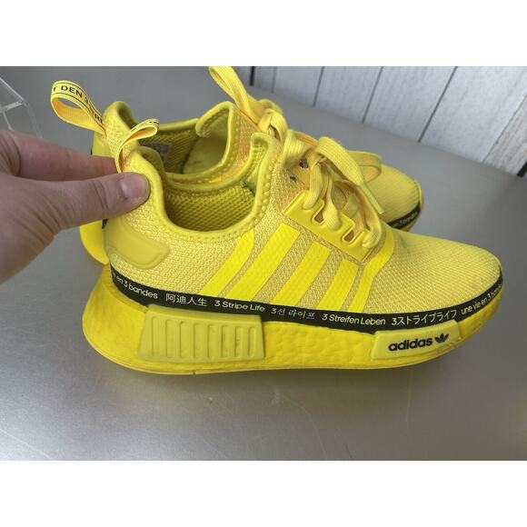Authentic Women’s Adidas NMD R1 W HP9733 Bright Yellow & Black Size 7.5 - Picture 3 of 7